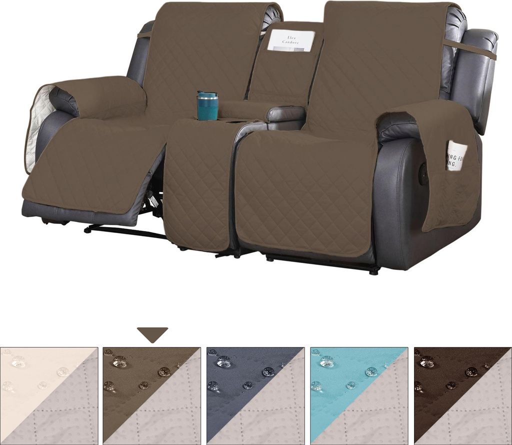 Sesselschoner 2 Sitzer Relaxsessel Universal Wasserdicht Reversibel Gesteppte Gepolsterter Sofaschutz Rutschfest Sesselauflage Sofaüberwurf, Taupe