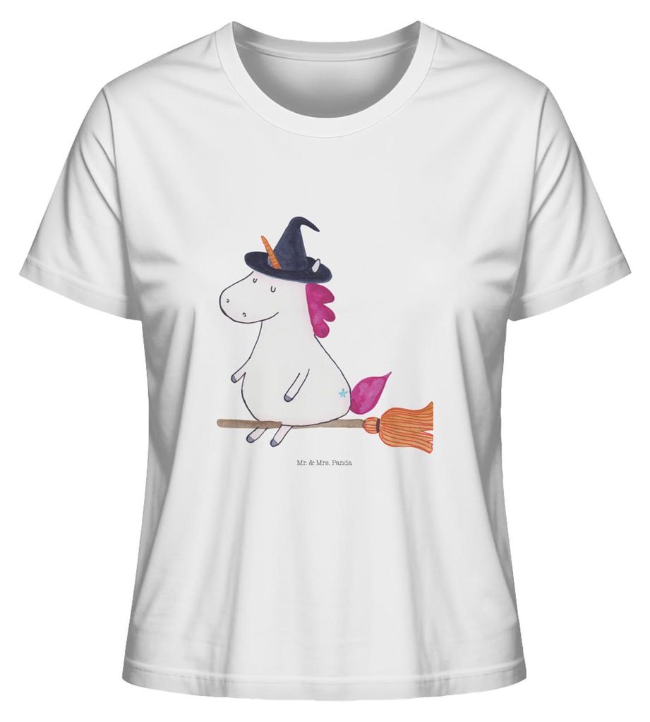 Mr. & Mrs. Panda Oberteil Damen Einhorn Hexe Größe L - Weiß - Geschenk, Engel, Basic Shirt, Kurzarmshirt, Unicorn, Ehefrau, T-Shirt für Frauen,...
