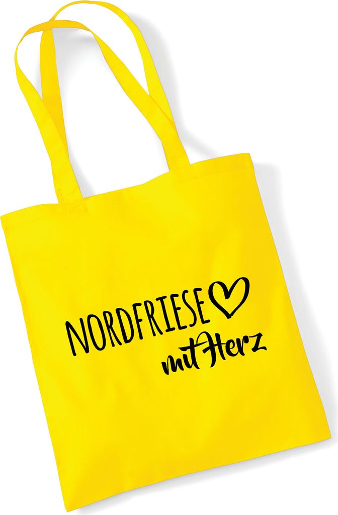 Huuraa Jutebeutel Nordfriese mit Herz 10 Liter Yellow Baumwolle Tasche Geschenkidee