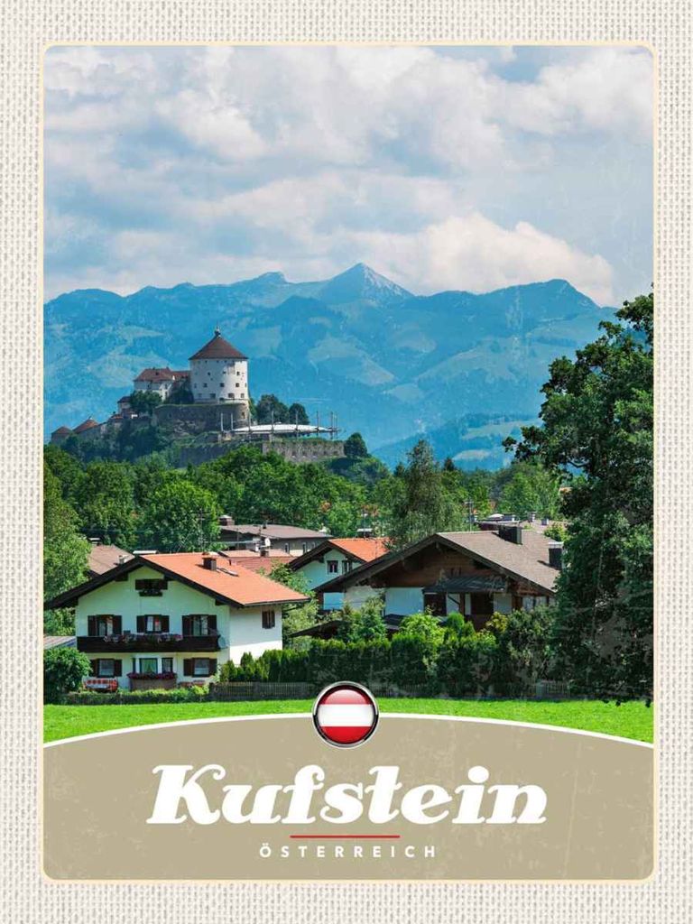 vianmo Holzschild 40x30 cm Kufstein Österreich Wälder Berge Natur Bildmotiv Reisemotiv Europa