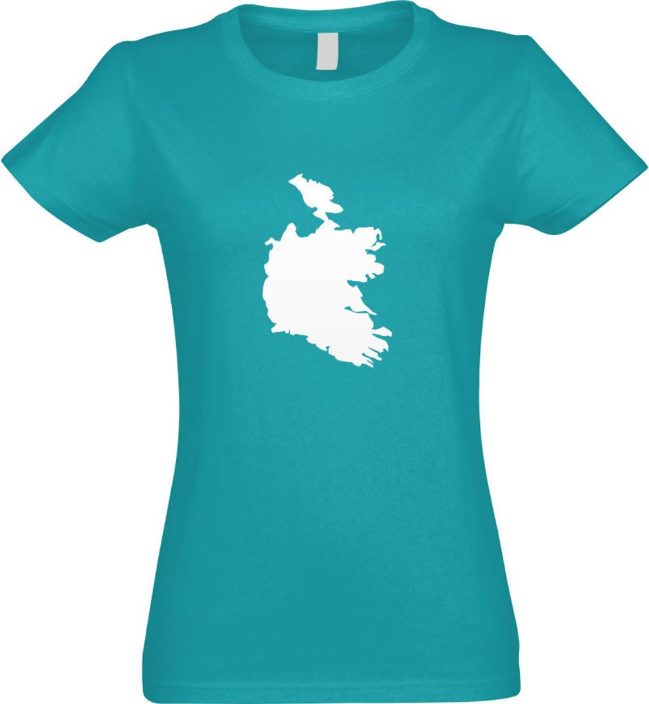 Kiwistar - T-Shirt tailliert - Damen - türkis - Irland Umriss Kontur - mit Motiv Bedruckt - Funshirt Design - Sport - Freizeit - Damen - S