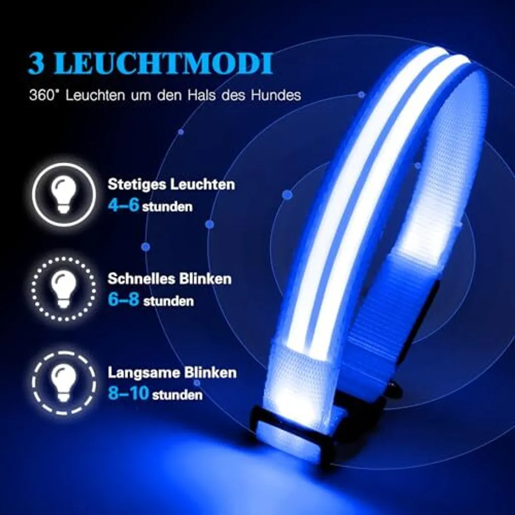 Collare LED Weesiber per Cani - Blu Notte Ricaricabile e Regolabile - 4