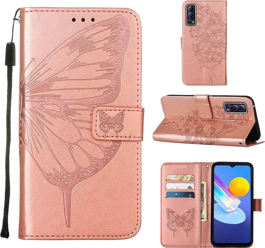 Custodia Luxury VIVO Y72 5G: Farfalla Rilievo e Protezione Totale