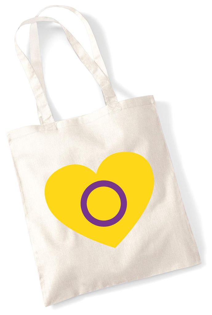 Huuraa Jutebeutel Inter Pride Flagge LGBTQ Herz 10 Liter Natural Baumwolle Tasche Geschenkidee