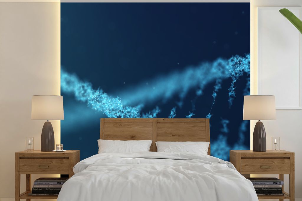 MuchoWow Fototapete für Wohnzimmer oder Schlafzimmer Wandtapete Vinyl Motivtapete Mikrobild der DNA - 240x240 cm - Schlafzimmer-Tapete