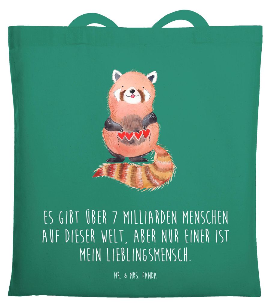 Mr. & Mrs. Panda Shopping Tasche Roter Panda - Mint - Geschenk, Lustige Sprüche, Liebling, Einkaufstasche, Tote Bag, Laptoptasche, festivaltasche,...