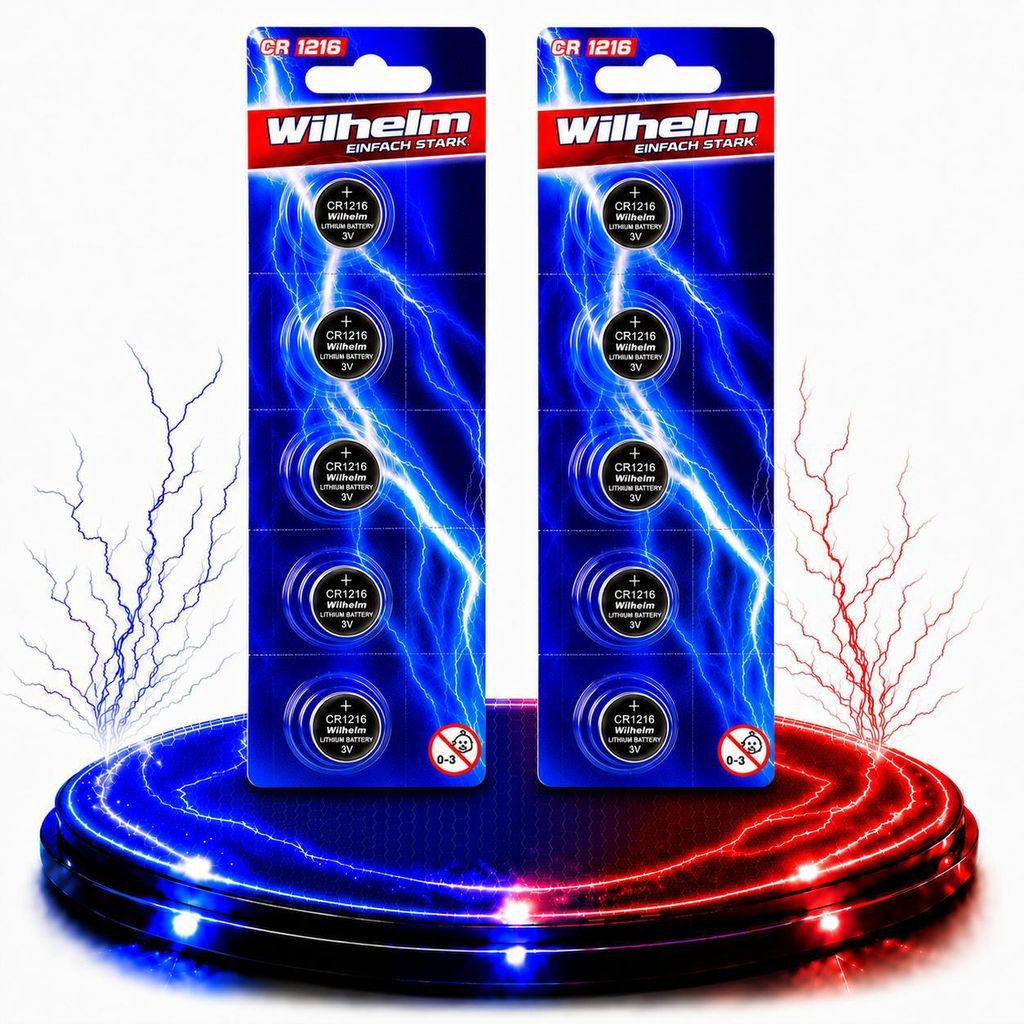 10 x CR1216 WILHELM Lithium Knopfzelle 3V 26 mAh ø12 x 1,6 Produktbild 