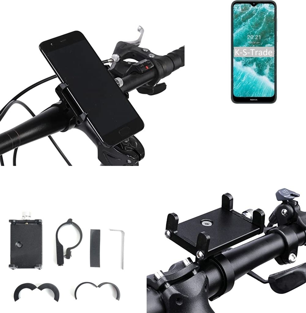 K-S-Trade Handyhalterung für das Fahrrad kompatibel mit Nokia C30 Halter Lenkstange Fahrradhalterung Motorrad Bike Mount Befestigung Smartphone Handy