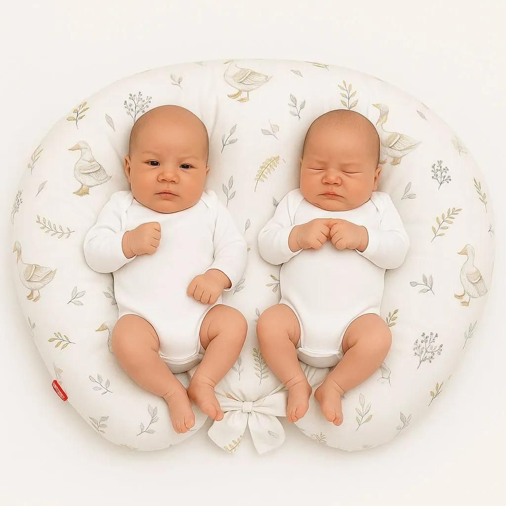 Coussin d'allaitement Bobono pour jumeaux jaune amovible Image du produit 
