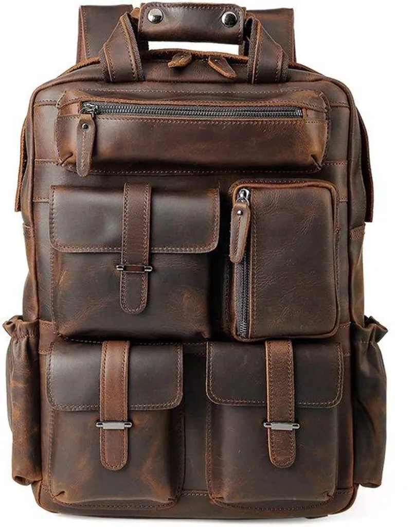 Sacoche à dos business en cuir pour PC portable 15,6" - Modèle XXL