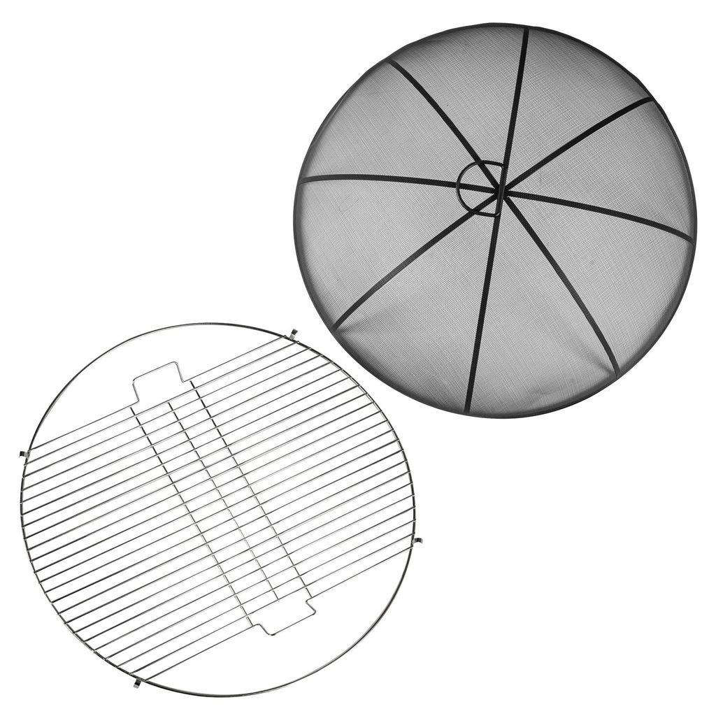 Harbour Housewares Feuerschale mit Grillrost und Funkenschutz für Garten, Terrasse und Balkon – 72,5 cm