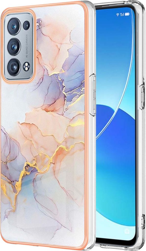 Reno6 Pro 5G Hülle, Muster Handyhülle Anti-Shock Weich TPU Bumper Schutzhülle für OPPO Reno6 Pro 5G Weiß