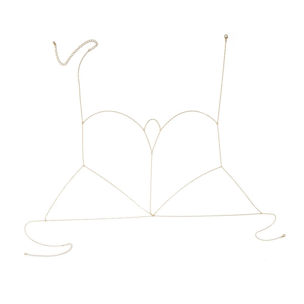 Strand-Bikini-Kette, y, elegant, schmal, Neckholder, goldene/silberne Farbe, Geschenk, Modeschmuck, kleine Kupferperlen, Bikini-Körperkette, Club-...