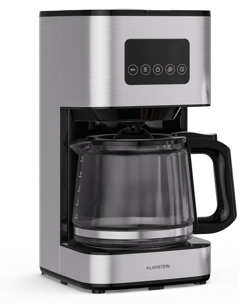 Klarstein Verosteel Filterkaffeemaschine – Edelstahl-Kaffeemaschine, 1,5 L für bis zu 12 Tassen, LCD-Display, Warmhaltefunktion 40 min, Anti-Tro...
