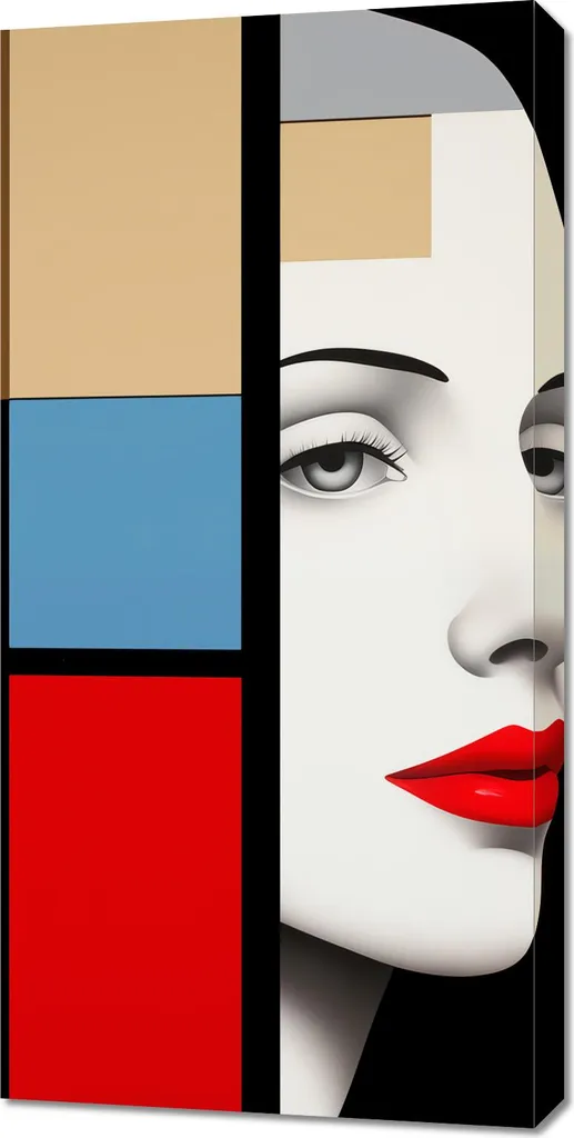 Image 50x100 cm vue géométrique au loin tableau moderne salon