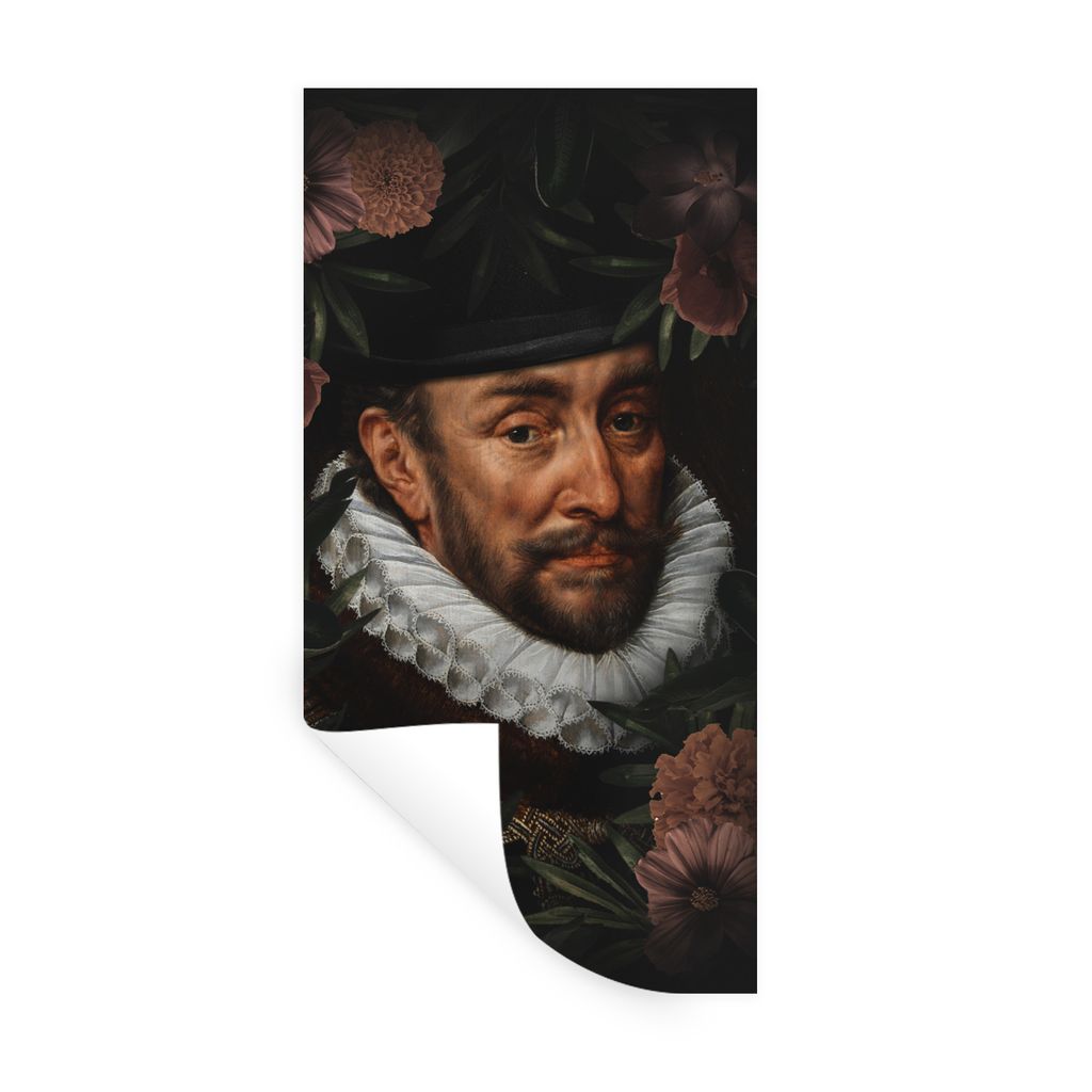 MuchoWow Wandtattoo Wandsticker Wandaufkleber Wilhelm von Oranien - Kunst - Blumen 40x80 cm Selbstklebend und Repositionierbar - Repositionierbar...