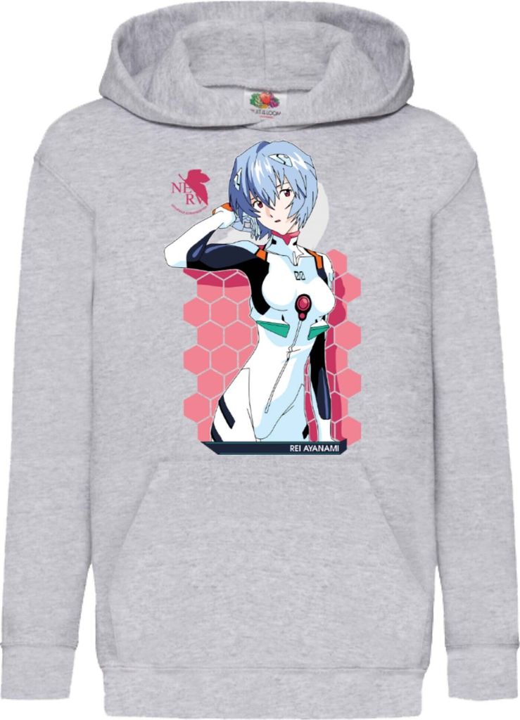 Kinder Kapuzenpullover Anime Manga Neon Anime Genesis Manga Evangelion Rei Ayanami 02 Rei Neon, 9-11 Jahr - 140 / Grau