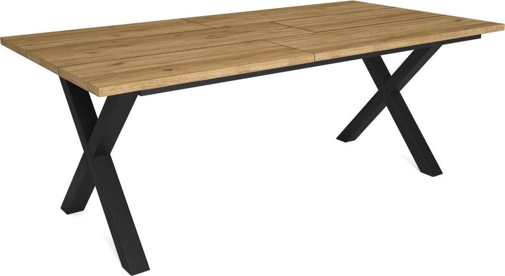 Happyment Esstische Diva – Rechteckige Esszimmer-Tisch für 4–8 Personen – Massivholz & Metall X-Beine – Modern – Schwarz/Braun – 200x9...