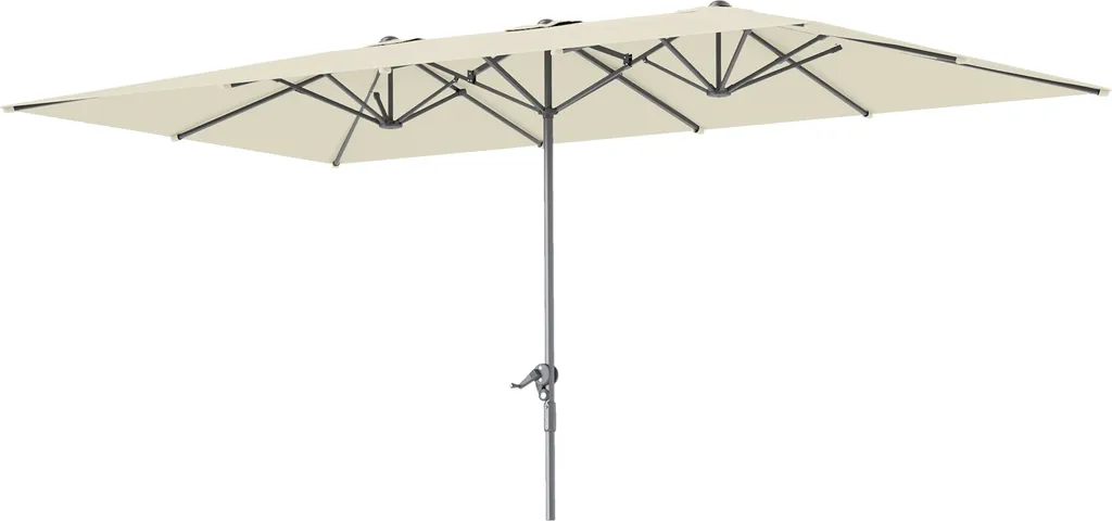 Ombrellone da Giardino Outsunny Doppio 4,5m Alluminio Antivento Bianco