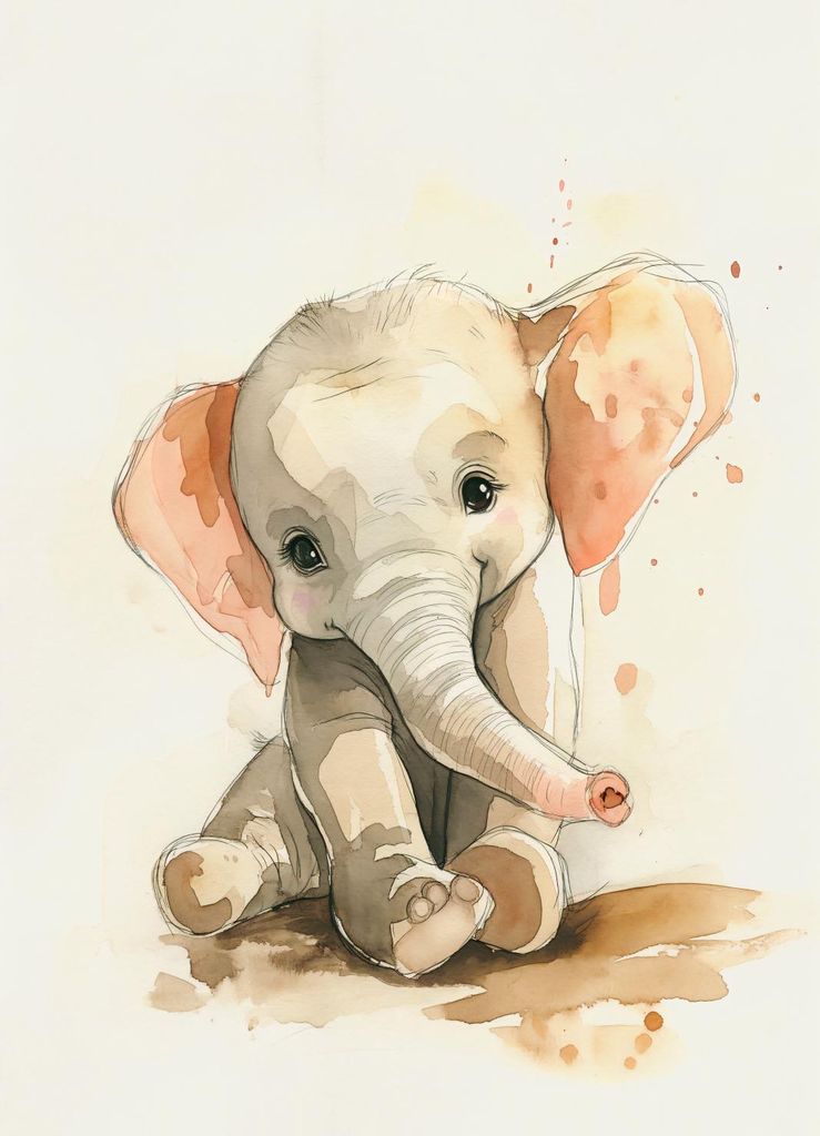 Plakat 20,5x28,4cm Grauer Elefant