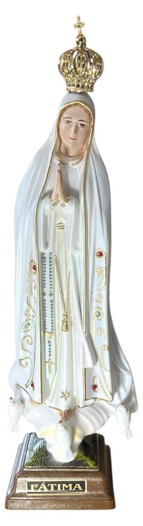 Fatima-Statue, handbemalt, 27 cm, mit Krone und Edelsteinen