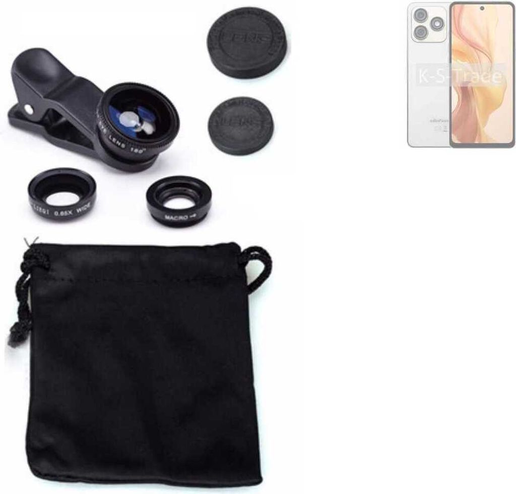 K-S-Trade Smartphone Kamera Linsen Set Kompatibel mit Ulefone Note 18 Ultra 3in1 Clip-On Kamera Adapter Macro Weitwinkel FishEye Fischauge Objektiv