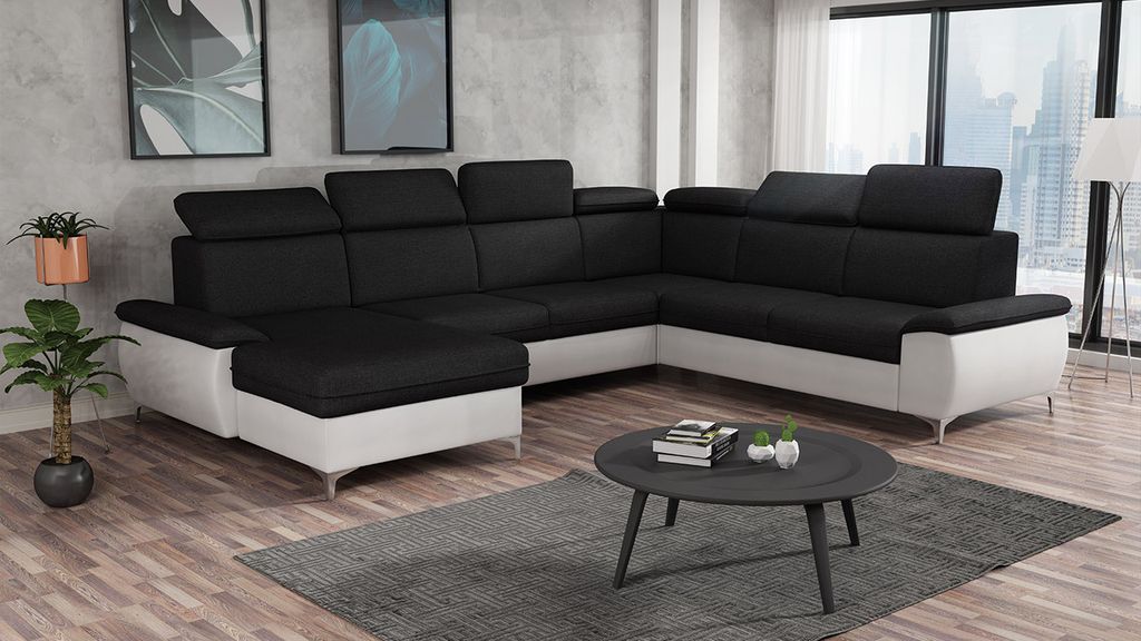 MIRJAN24 Ecksofa Magic D, U-Form Wohnlandschaft, Ecke mit zwei Bettkästen und Schlaffunktion (Farbe: Soft 017 + Malmo New 96, Seite: Links)