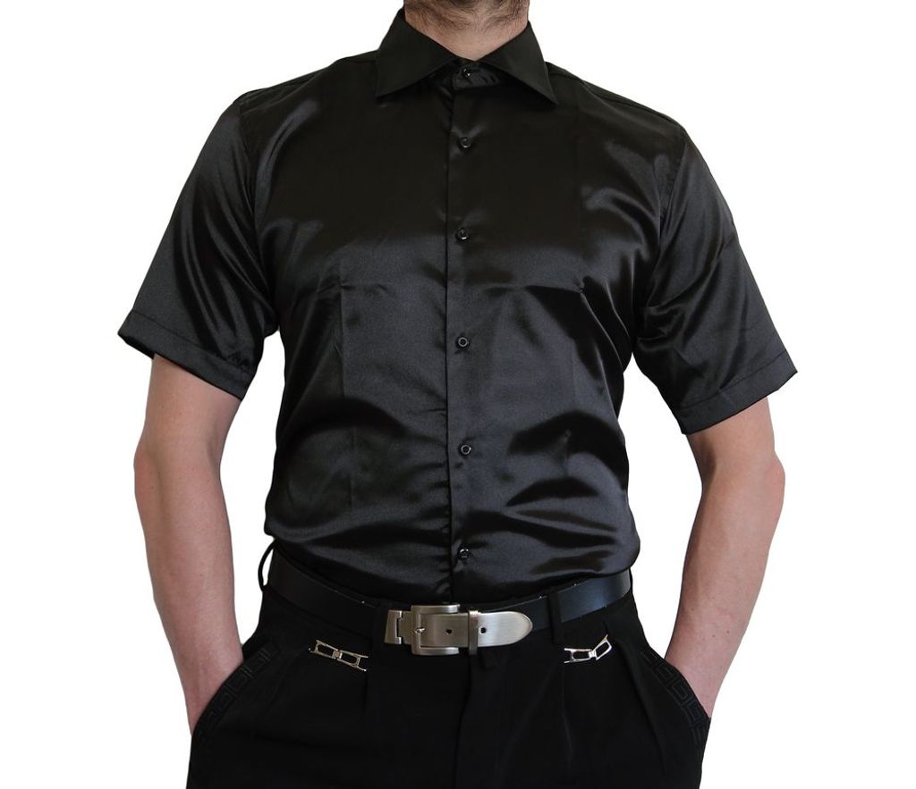 Designer Kurzarm Hemd mit Stehkragen von CARISMA in Weiß oder Schwarz Brandneu