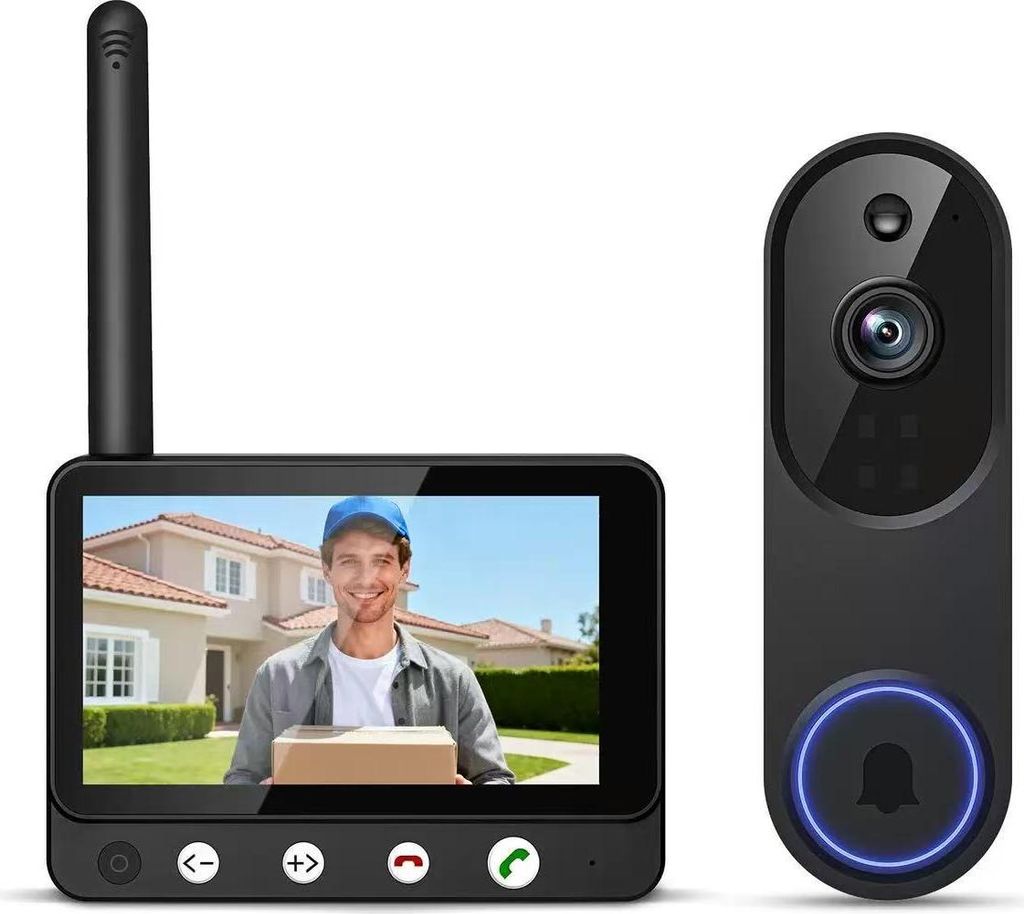 ZELURXX WLAN Video Türsprechanlage, HD Türklingel Kamera, Nachtsicht, 1080p, 2MP, App-Steuerung, kabellos, mit Akku, Fernüberwachung, Schwarz