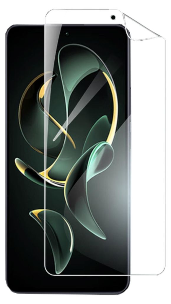 A screen protector is shown placed over a smartphone screen.