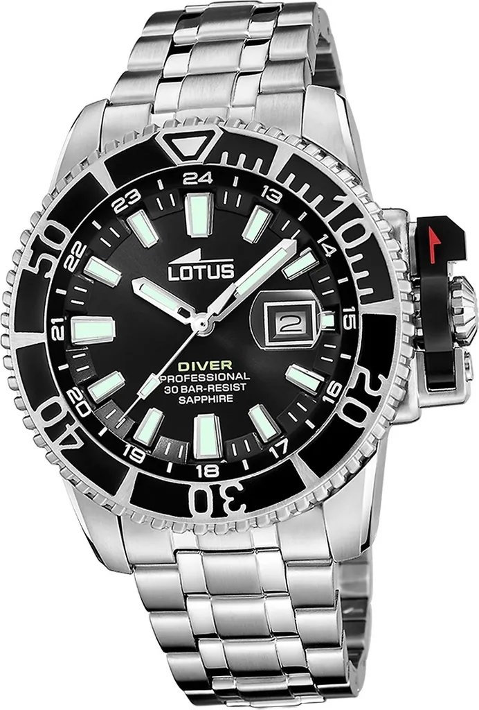 Montre homme confortable et anti-irritation Lotus noir et argent