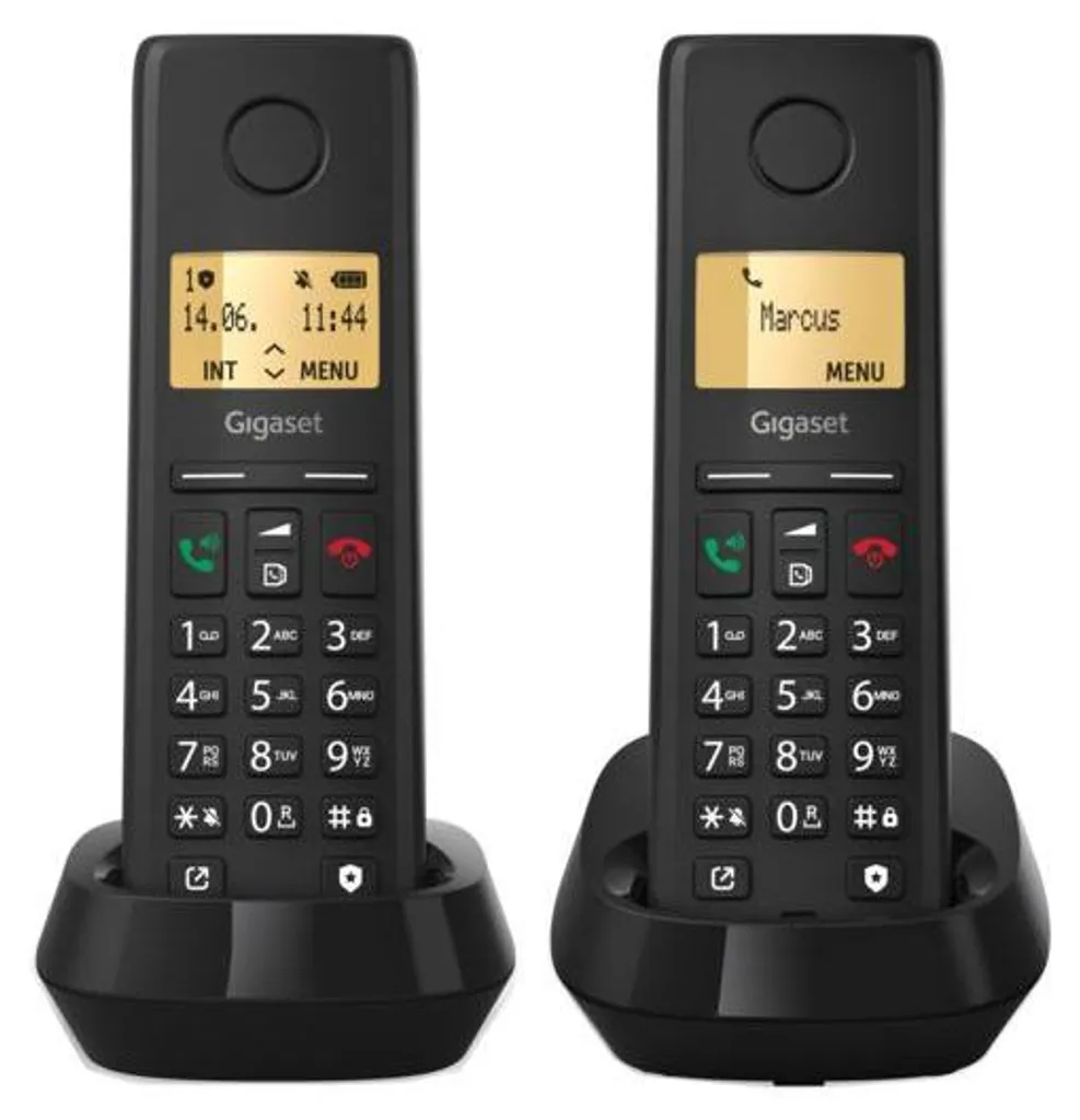 Téléphone sans fil GIGASET Pure 200 Duo noir avec deux combinés sans fil