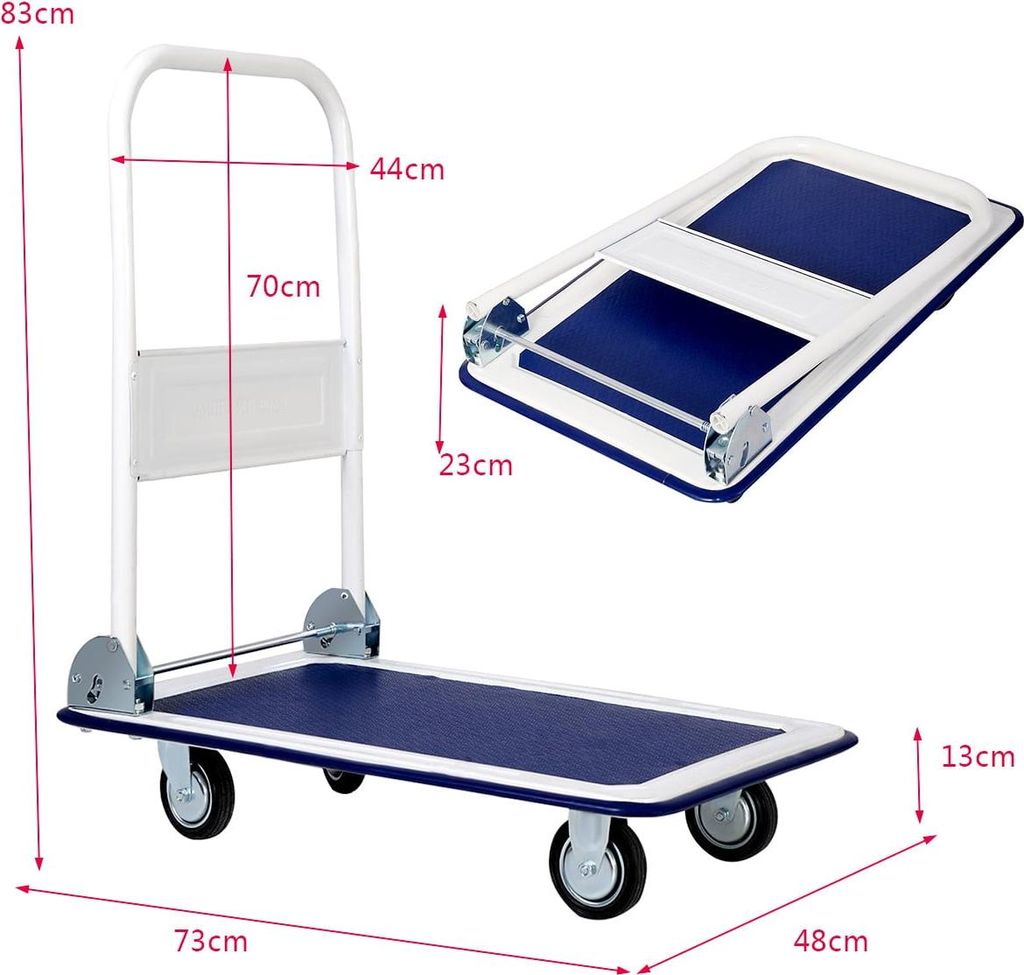 Klappbarer Plattformwagen, 150 kg Tragkraft, 360° drehbare Räder
