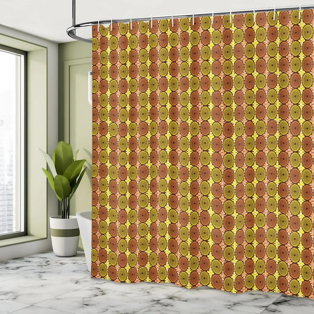 ABAKUHAUS Rustico Tenda da Doccia, Vecchio magazzino in legno, Tessuto Set di Decorazioni per il Bagno con Ganci, 175 x 240 cm, Marrone