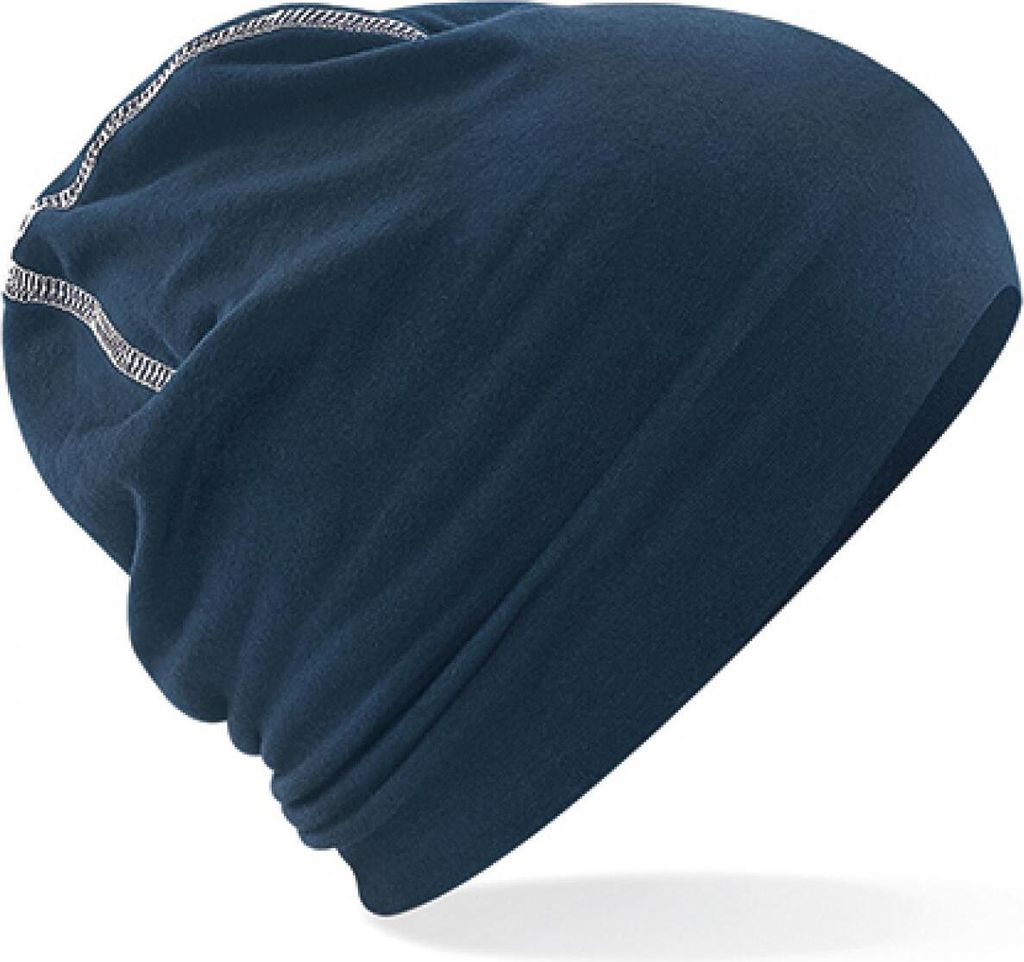 Beechfield B366 | Hemsedal Baumwolle Beanie / Länge: 24cm - Farbe: French Navy/White - Größe: One Size