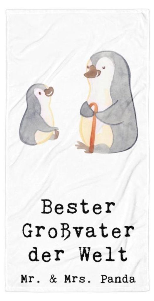 Mr. & Mrs. Panda Duschhandtuch Pinguin Bester Großvater der Welt - Weiß - Geschenk, Handtuch, Großes Badehandtuch, Enkel, Duschtuch, Geburtstag,...