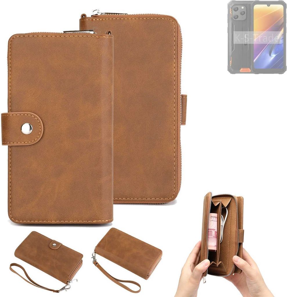 K-S-Trade Handyhülle Schutzhülle kompatibel mit Blackview BV5300 Plus & Portemonnee Tasche Handytasche Case Etui Geldbörse Wallet braun (1x)