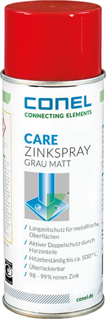 CONEL CARE Zinkspray grau, Hitzebeständig bis 500 °C, 99 % Zink Korrosionsschutz 400 ml Spraydose