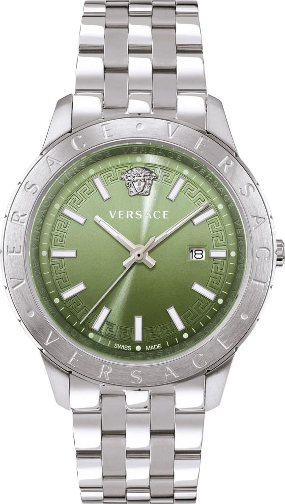 Versace Uhr Herren Univers Silber Grün Edelstahl 43 mm VE2C01225