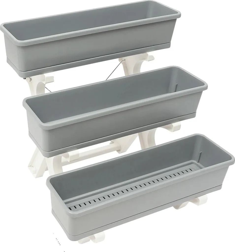 Planteur autonome à 3 niveaux vertical pour balcon - Potager gris loft