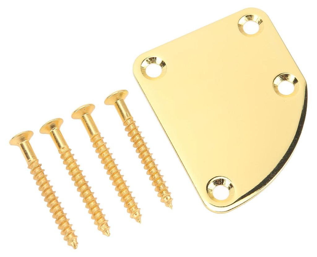 Goldene Halsplatte für E-Gitarre, 4-Loch, gebogen, einfache Montage, kratzfest