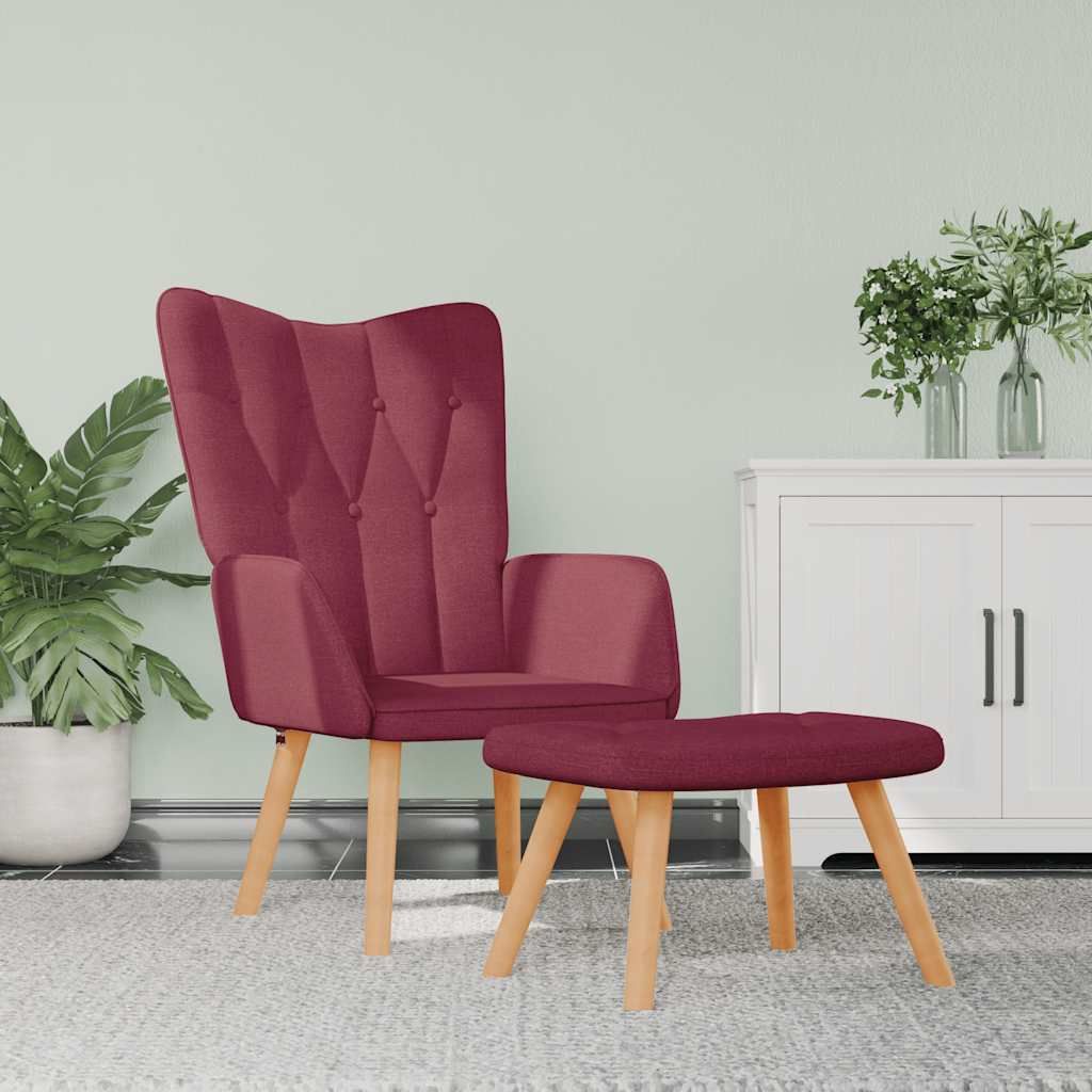 "2026 Promotion" Relaxsessel mit Hocker - Fernsehsesel - Weinrot Stoff - Couchsessel CC13459