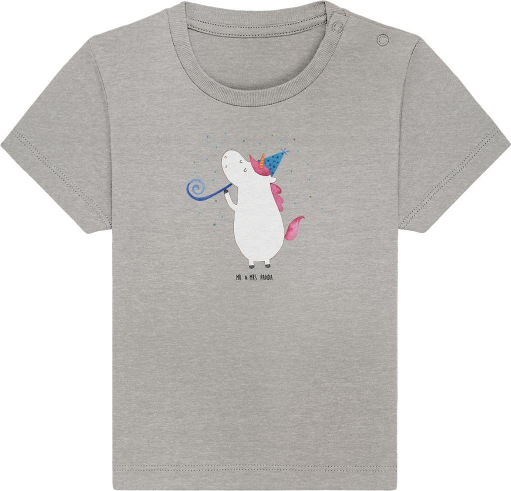 Mr. & Mrs. Panda Babyshirt Einhorn Party 0. - 6. Monat - Heather Grey - Geschenk, Kleinkind T-Shirt, Club, Baby Top, Geburtstag, Fest, , Disco, Shi...
