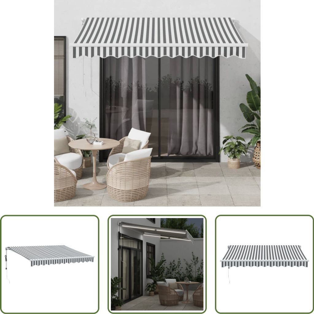 The Living Store Markise Automatisch mit LED Anthrazit & Weiß 300x250 cm