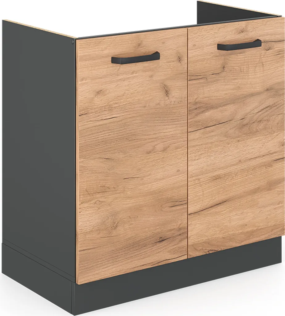 Base Sottolavello Vicco R-Line 80 cm | Quercia Dorata e Antracite Moderna