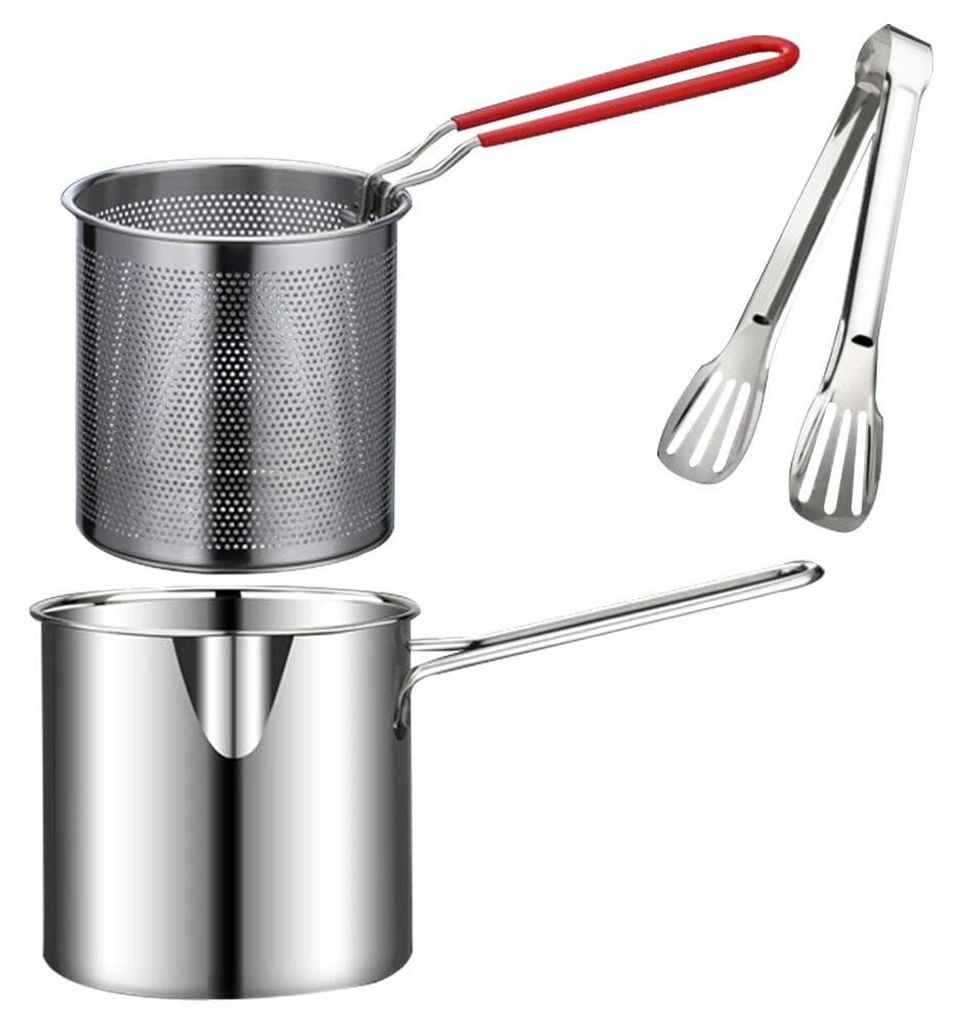 Frittierpfanne aus 304 Edelstahl, 1200 ml, mit Siebeinsatz, Produktbild 