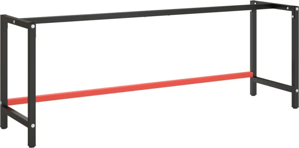 Telaio per Tavolo da Lavoro in Metallo 220cm Nero e Rosso Opaco