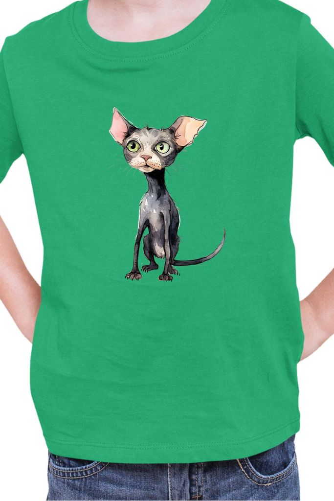 Kinder T-Shirt Funny Cats Breeds Bambino Cat 011, 12-13 Jahr - 152 / Grün