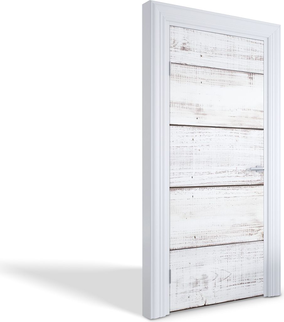 Innentür Folie Modern Selbstklebende Wandsticker Personalisiert - Weiß getünchte Bretter - 95 x 205 cm