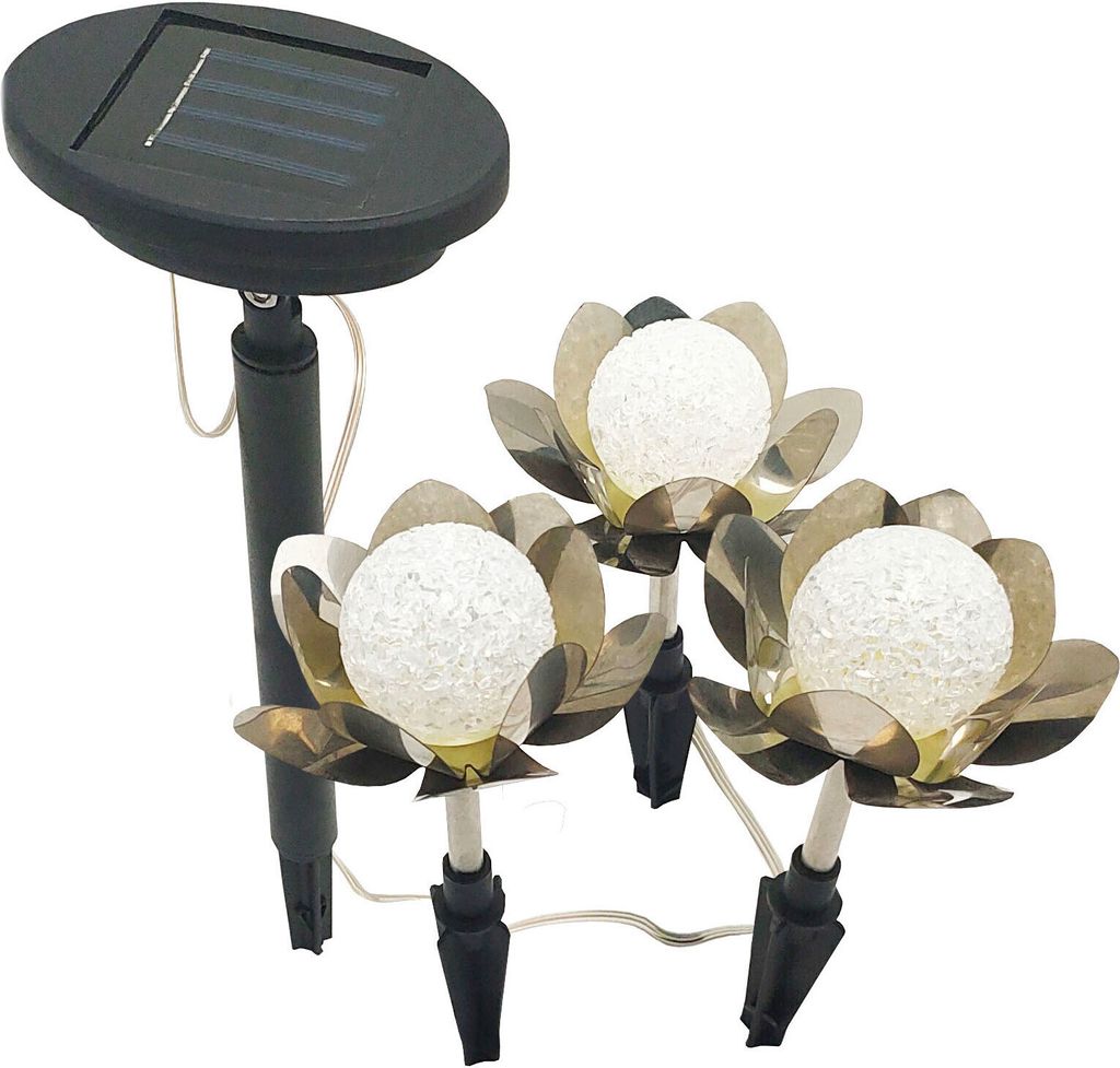 EZ-Solar LED Solar Gartenleuchte "Lotusblume" mit 3 x RGB-LEDs GL1017EZ
